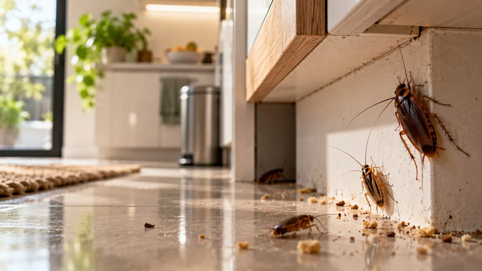 Cockroach on a kitchen surface