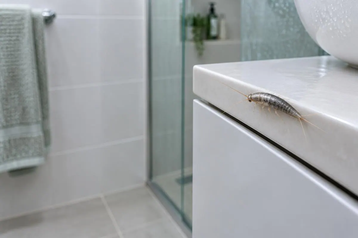 Silverfish on a bathroom vanity in a clean Sydney apartment