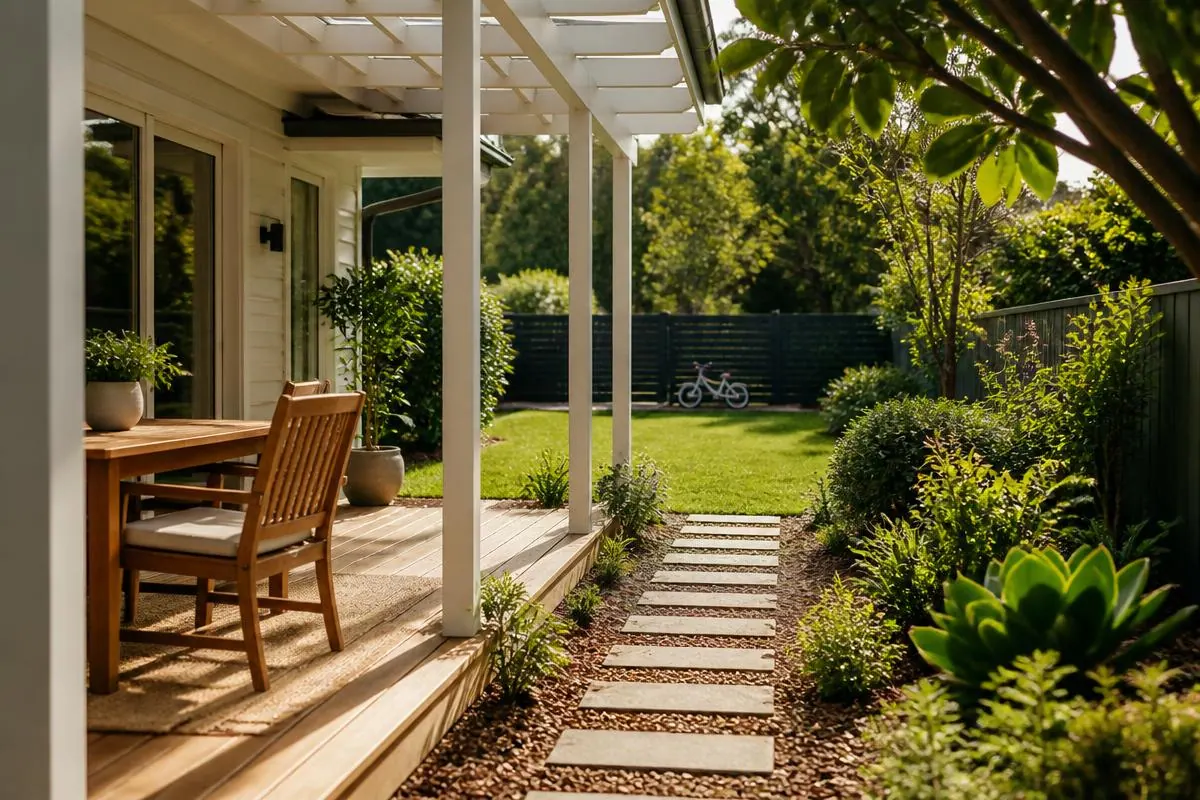 Clean, web-free Sydney backyard patio after a spider treatment